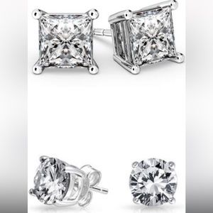 2/SETS OF ITALIAN CUBIC ZIRCONIA EARRING STUDS